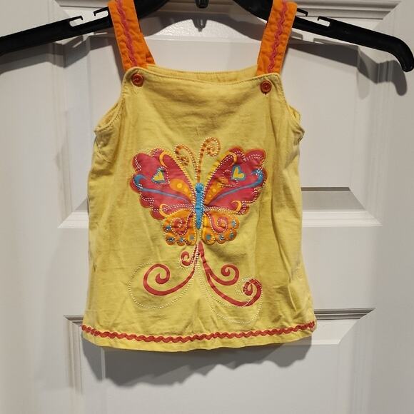 Yellow Camisole with Orange Straps and Butterfly Design - Picture 1 of 7